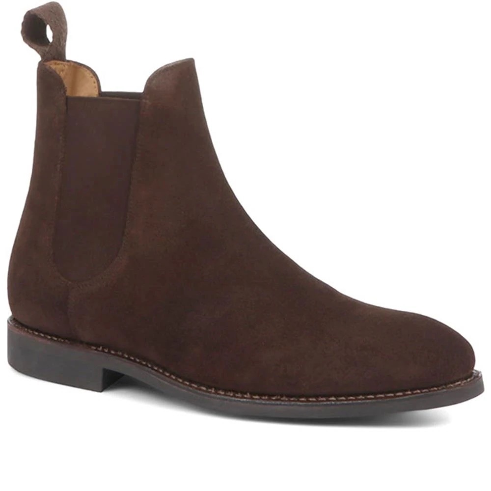 Jones Bootmakers Foresthill Suede Chelsea Boots in Brown